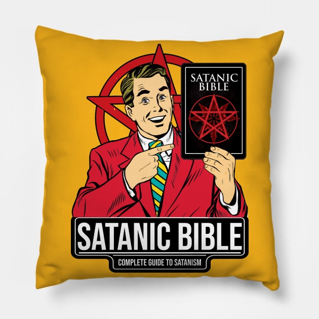 SATANIC BIBLE Pillow by theanomalius_merch