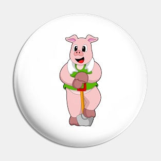 Pig as Farmer with Shovel Pin