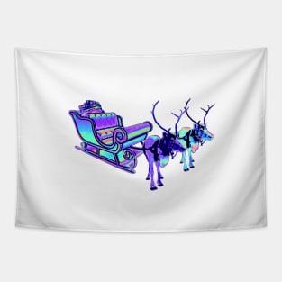 Happy HoloDaze Reindeer and sleigh Tapestry