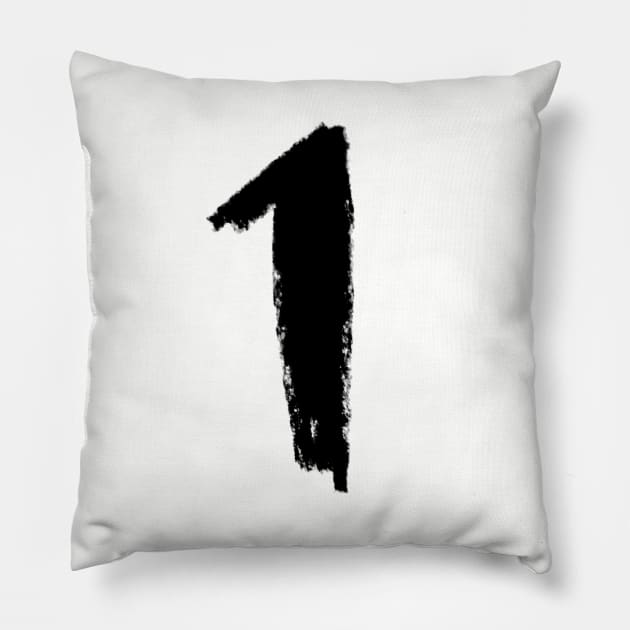 Handwritten Numerals: One, Number 1 Pillow by badlydrawnbabe