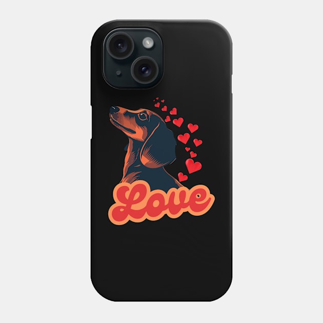 Red Hearts Love Dachshund Dog Valentine Phone Case by Illustradise