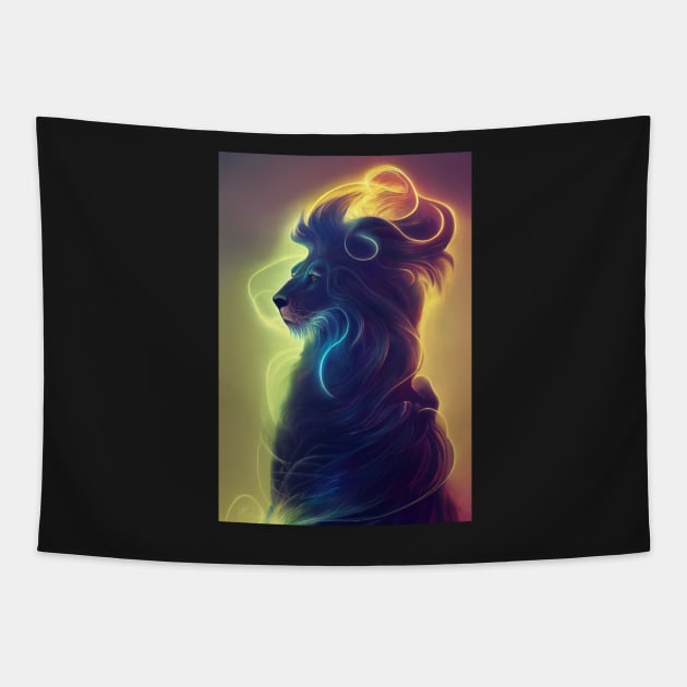 A colourful spectral lion Tapestry by ARTificial42