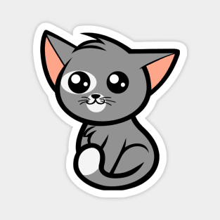 Cute Grey Kawaii Kitten Magnet