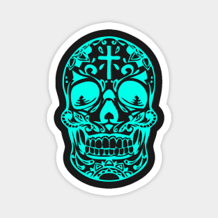 Neon blue designer skeleton head Magnet