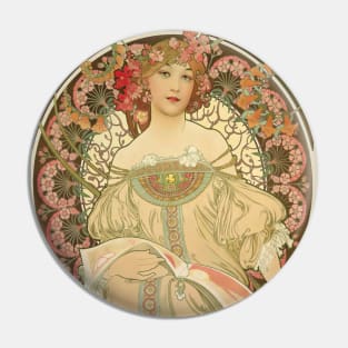 Vintage Art Nouveau Lady Art Pin