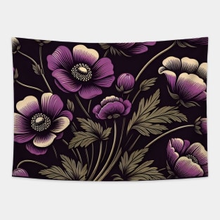 Violet Floral Illustration Tapestry