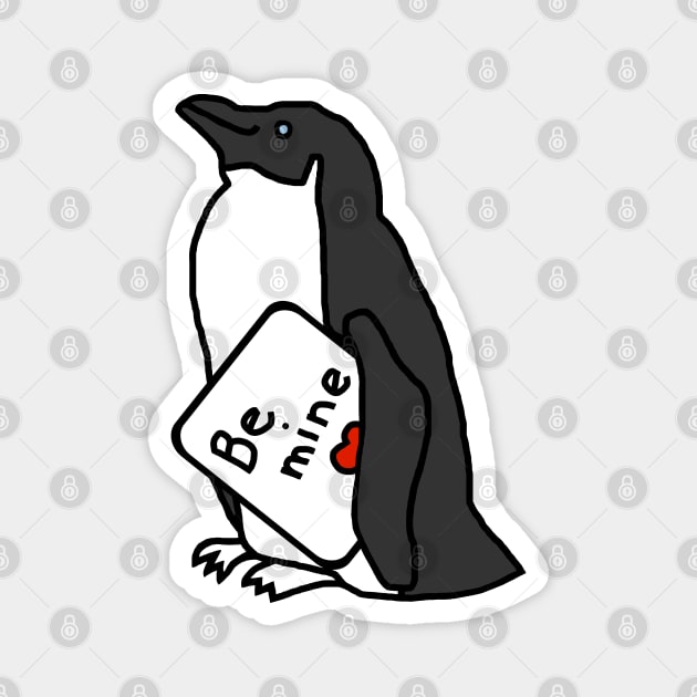 Cute Penguin says Be Mine on Valentines Day Magnet by ellenhenryart