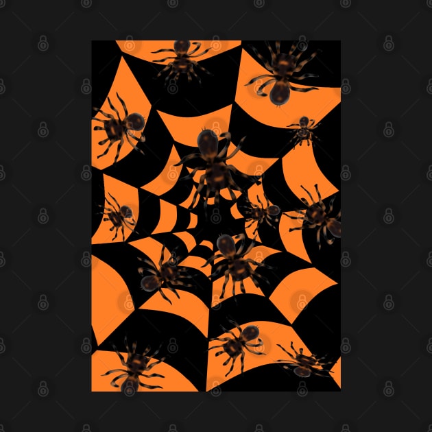 Halloween Tarantula Spiders in Orange and Black Tunnel by Art By LM Designs 