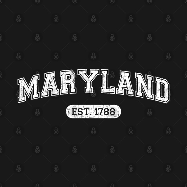 Classic College-Style Maryland 1788 Distressed University Design by Webdango