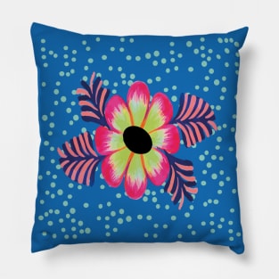 Mexican pink polka dots background boho chic flower market interior design Pillow