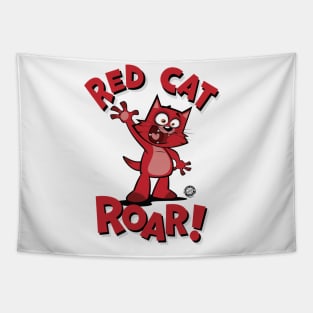 Red Cat Roar Waving Tapestry