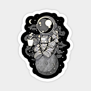 Astronaut Coffee • Funny And Cool Sci-Fi Cartoon Drawing Design Great For Any Occasion And For Everyone Magnet