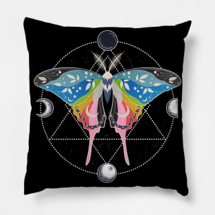 Queer Luna Moth Celestial Cottagecore LGBT Pride Flag Pillow