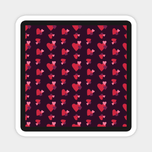 Red Pink and purple hearts seamless pattern on Dark Purple background Magnet