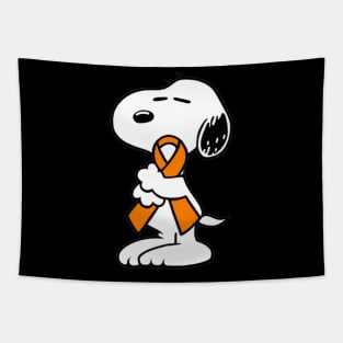 Dog Hugging an Awareness Ribbon (Orange) Tapestry