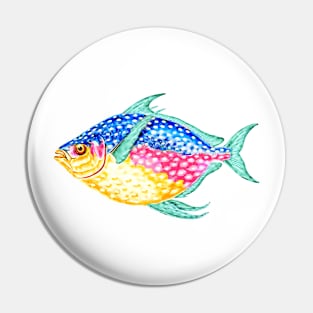 Fish, colorful watercolor, pink, blue, aqua, yellow Pin