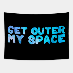 Blue/Purple Galaxy Get Outer My Space Typography Tapestry