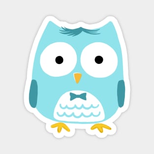 Cute Blue Owl with Bow Tie Magnet