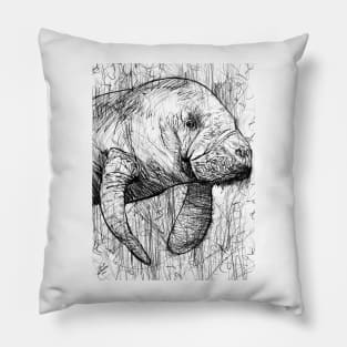 DUGONG pencil portrait .3 Pillow