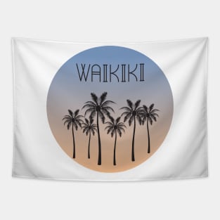 Waikiki Palm Tree Silhouette Tapestry