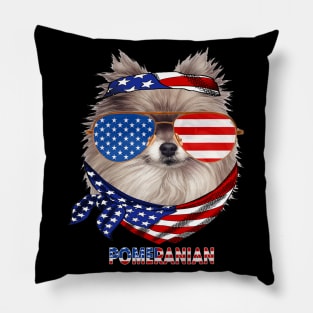 American Flag Pomeranian Dog Lover Pillow