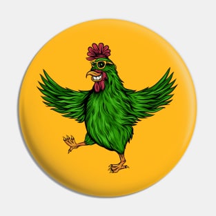 Rooster Funny Green Pin