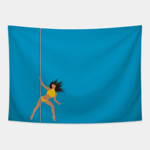 Brunette Pole Dancer Tapestry by jintetsu