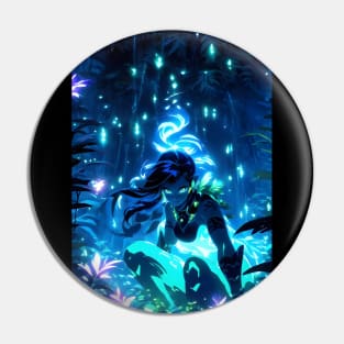 Bioluminescent glowing girl in the cave Pin