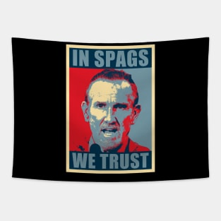 In Spags We Trust Funny Red Saying Tapestry