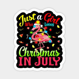 Just A Girl Who Loves Christmas In July Flamingo Magnet