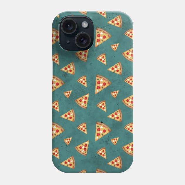 Cool pizza slices vintage teal pattern Phone Case by PLdesign