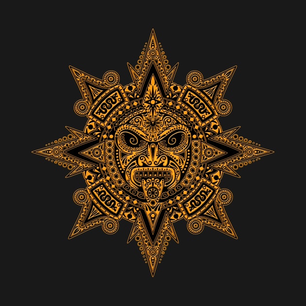 Ancient Yellow and Black Mayan Sun Mask by jeffbartels