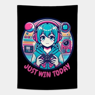 Just win today gamer girl Tapestry