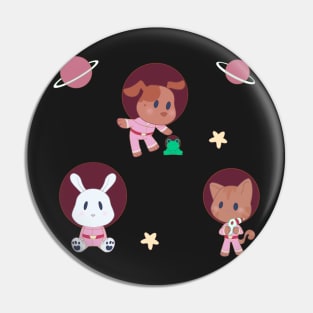 Baby Astronaut Animals in Pink Space Suits Pin