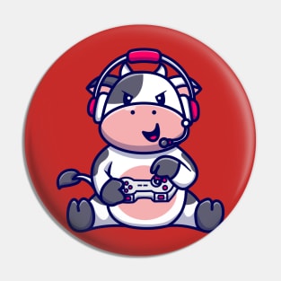 Cute Cow Gaming Cartoon Pin