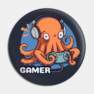 gamer octopus playing game Pin