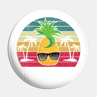 Aloha Hawaii Hawaiian Pineapple With Glasses Retro Vintage Pin