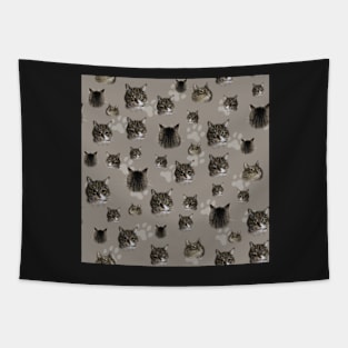 Kitty Luna beige pattern Tapestry