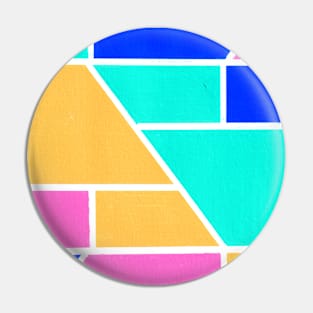 Inverted Blue Yellow Pink Geometric Abstract Acrylic Painting Pin
