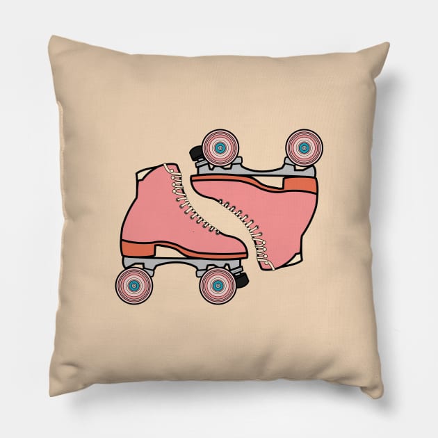 Mid Century Inspired Roller Skates Design Pillow by MariOyama