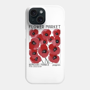 Retro poppy flower market, mid-century modern poster style Phone Case