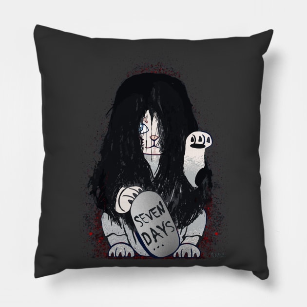 MANEKY NEKO SEVEN DAYS PARODY HORROR HALLOWEEN 2019 Pillow by miskel