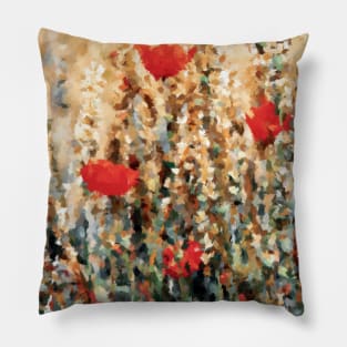 Motley Grass with Poppies Pillow