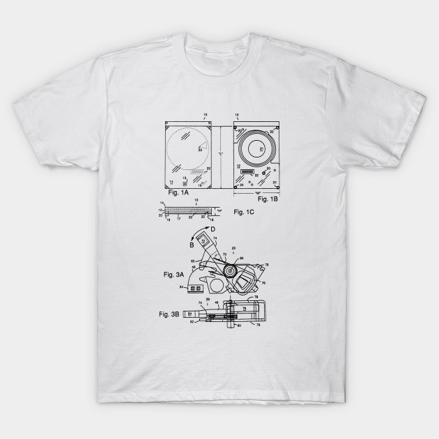 Hard Disk Drive Vintage Patent Hand Drawing Electronics Camiseta Teepublic Mx