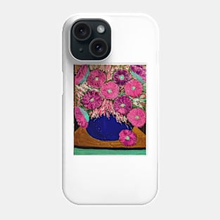 Bold and colorful flowers in bowl vase Phone Case