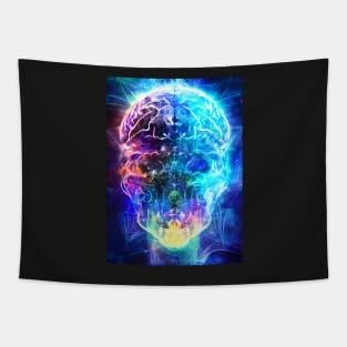 Vibrant Brain Waves - AI Generated Sci Fi Concept Art - Tapestry