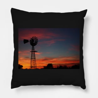 Kansas Colorful Windmill Silhouette Pillow