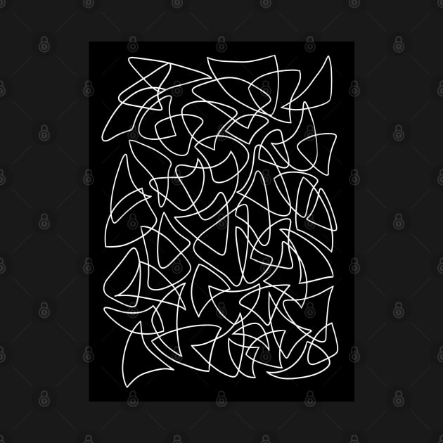 Abstract Overlapping Shapes, Drawing, White on Black by Velvet Earth