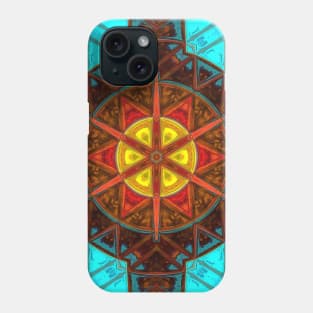 Mosaic Kaleidoscope Flower Blue Orange and Yellow Phone Case