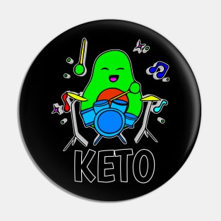 Keto - Funny Avocado Cute Clipart Veggies - Musical Beats Drummer Pin